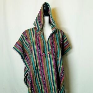 Earthbound trading one size (fits smaller sizes) multicolored cotton baja poncho